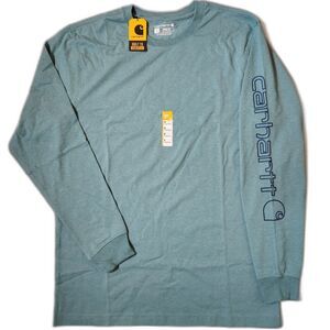 Carhartt Long Sleeve Logo Shirt Men’s Small Summer Blue Loose Fit
